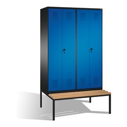 C+P Doppelspind Evolo mit Sitzbank 4 Abteile Front Enzianblau Korpus Schwarzgrau