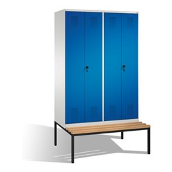 C+P Doppelspind Evolo mit Sitzbank 4 Abteile Front Enzianblau Korpus Lichtgrau