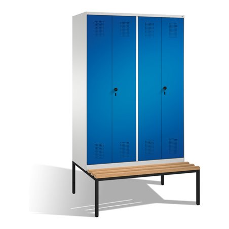 C+P Doppelspind Evolo mit Sitzbank 4 Abteile Front Enzianblau Korpus Lichtgrau