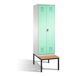 C+P Doppelspind Evolo mit Sitzbank 2 Abteile Front Lichtgrün Korpus Lichtgrau