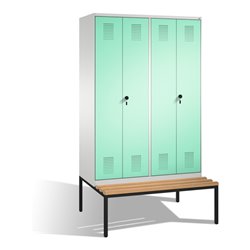 C+P Doppelspind Evolo mit Sitzbank 4 Abteile Front Lichtgrün Korpus Lichtgrau