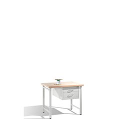 C+P Werkbank mit Multiplexplatte und 1 Schubladenblock 8 HE Front Lichtgrau Korpus Lichtgrau