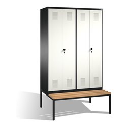 C+P Doppelspind Evolo mit Sitzbank 4 Abteile Front Reinweiß Korpus Schwarzgrau