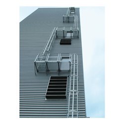 MUNK Mehrzügige Steigleitern mit Rückenschutz Aluminium blank