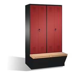 C+P Doppelspind Evolo mit Sitzbox 4 Abteile Front Rubinrot Korpus Schwarzgrau