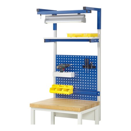 Rau System-Aufbau - Set 04 T350xH1380mm, Gestell lichtgrau, Ausstattung enzianblau