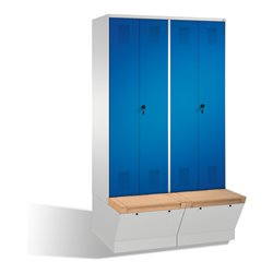 C+P Doppelspind Evolo mit Sitzbox 4 Abteile Front Enzianblau Korpus Lichtgrau