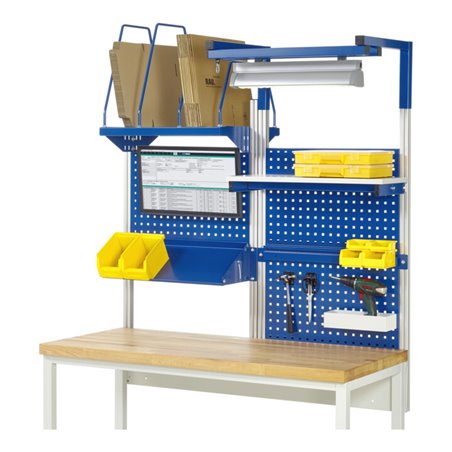 Rau System-Aufbau - Set 06 H1380mm, Gestell lichtgrau, Ausstattung enzianblau