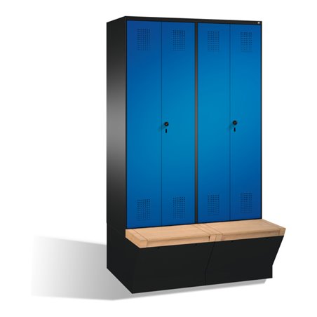 C+P Doppelspind Evolo mit Sitzbox 4 Abteile Front Enzianblau Korpus Schwarzgrau