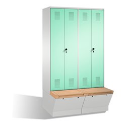 C+P Doppelspind Evolo mit Sitzbox 4 Abteile Front Lichtgrün Korpus Lichtgrau