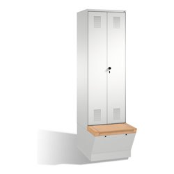 C+P Doppelspind Evolo mit Sitzbox 2 Abteile Front Lichtgrau Korpus Lichtgrau