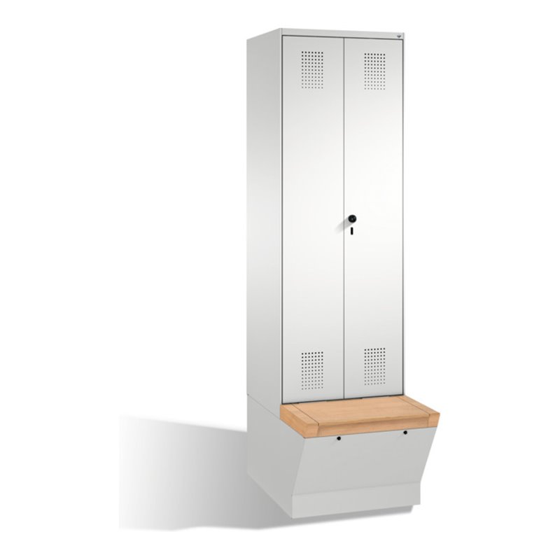 C+P Doppelspind Evolo mit Sitzbox 2 Abteile Front Lichtgrau Korpus Lichtgrau