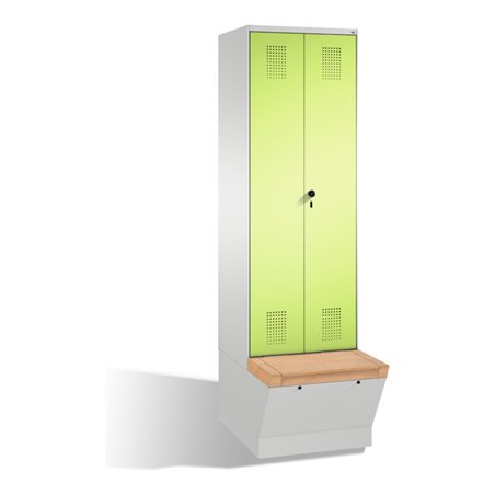 C+P Doppelspind Evolo mit Sitzbox 2 Abteile Front Viridingrün Korpus Lichtgrau