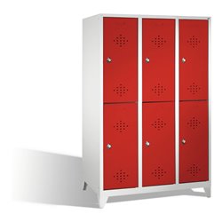 C+P Doppelstockspind Classic auf Füßen 6 Fächer Front Rubinrot Korpus Lichtgrau