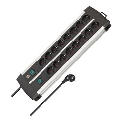 Brennenstuhl Premium-Alu-Line Technik Steckdosenleiste 16-fach Duo schwarz 3m H05VV-F 3G1,5 8-fach schaltbare Steckdosen