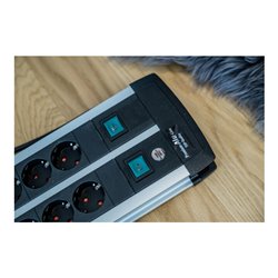 Brennenstuhl Premium-Alu-Line Technik Steckdosenleiste 16-fach Duo schwarz 3m H05VV-F 3G1,5 8-fach schaltbare Steckdosen