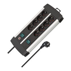 Brennenstuhl Premium-Alu-Line Technik Steckdosenleiste 8-fach Duo schwarz 3m H05VV-F 3G1,5 4-fach schaltbare Steckdosen