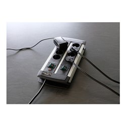 Brennenstuhl Premium-Alu-Line Technik Steckdosenleiste 8-fach Duo schwarz 3m H05VV-F 3G1,5 4-fach schaltbare Steckdosen