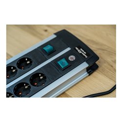 Brennenstuhl Premium-Alu-Line Technik Steckdosenleiste 8-fach Duo schwarz 3m H05VV-F 3G1,5 4-fach schaltbare Steckdosen