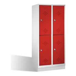 C+P Doppelstockspind Classic auf Sockel 4 Fächer Front Rubinrot Korpus Lichtgrau