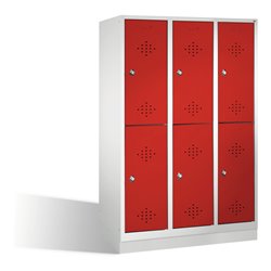 C+P Doppelstockspind Classic auf Sockel 6 Fächer Front Rubinrot Korpus Lichtgrau