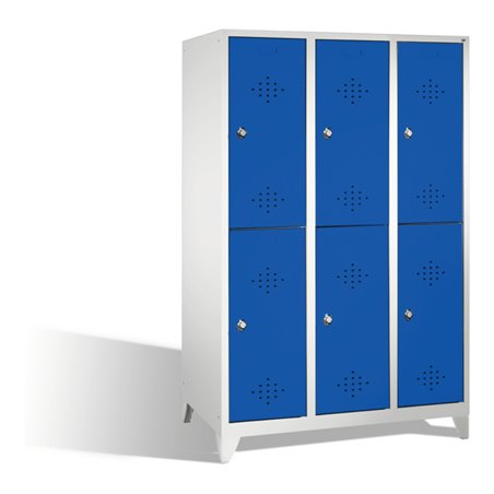 C+P Doppelstockspind Classic auf Füßen 6 Fächer Front Enzianblau Korpus Lichtgrau