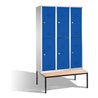 C+P Doppelstockspind Classic mit Sitzbank 6 Fächer Front Enzianblau Korpus Lichtgrau