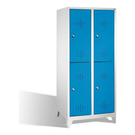 C+P Doppelstockspind Classic auf Füßen 4 Fächer Front Lichtblau Korpus Lichtgrau