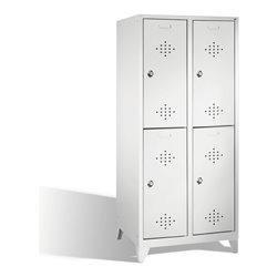 C+P Doppelstockspind Classic auf Füßen 4 Fächer Front Lichtgrau Korpus Lichtgrau