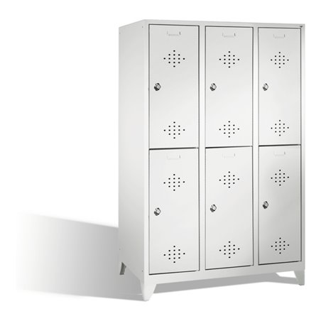 C+P Doppelstockspind Classic auf Füßen 6 Fächer Front Lichtgrau Korpus Lichtgrau
