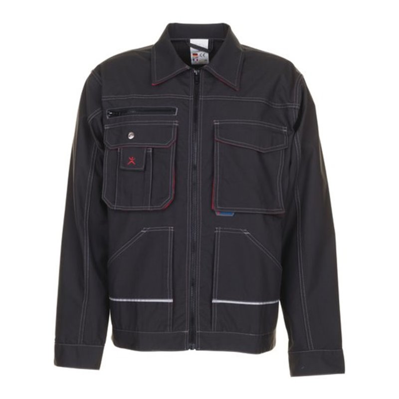 Planam Bundjacke Basalt anthrazit/rot