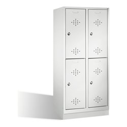 C+P Doppelstockspind Classic auf Sockel 4 Fächer Front Lichtgrau Korpus Lichtgrau