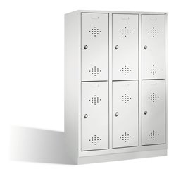 C+P Doppelstockspind Classic auf Sockel 6 Fächer Front Lichtgrau Korpus Lichtgrau