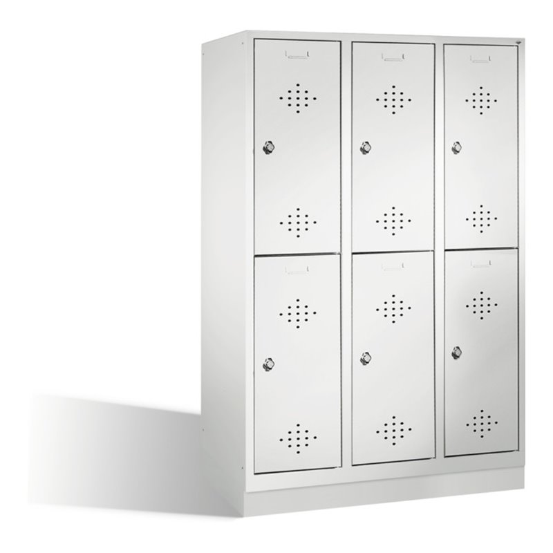 C+P Doppelstockspind Classic auf Sockel 6 Fächer Front Lichtgrau Korpus Lichtgrau