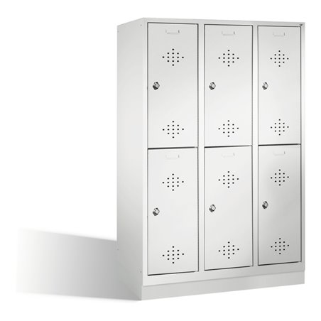 C+P Doppelstockspind Classic auf Sockel 6 Fächer Front Lichtgrau Korpus Lichtgrau