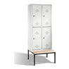 C+P Doppelstockspind Classic mit Sitzbank 4 Fächer Front Lichtgrau Korpus Lichtgrau