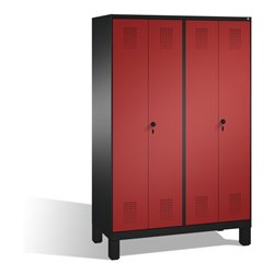 C+P Doppelspind Evolo auf Füßen 4 Abteile Front Rubinrot Korpus Schwarzgrau