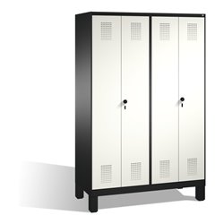 C+P Doppelspind Evolo auf Füßen 4 Abteile Front Reinweiß Korpus Schwarzgrau