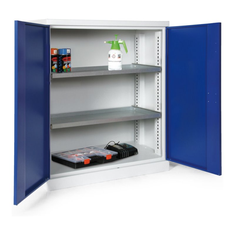 Taurotrade Materialschrank Korpus RAL7035 Tür RAL5010 2 Böden