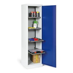 Taurotrade Materialschrank Korpus RAL7035 Tür RAL5010 4 Böden