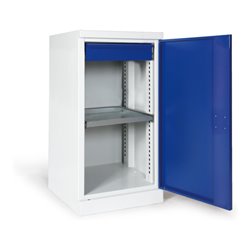 Taurotrade Materialschrank Korpus RAL7035 Tür RAL5010 1 Boden 1 Schublade