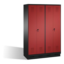 C+P Doppelspind Evolo auf Sockel 4 Abteile Front Rubinrot Korpus Schwarzgrau