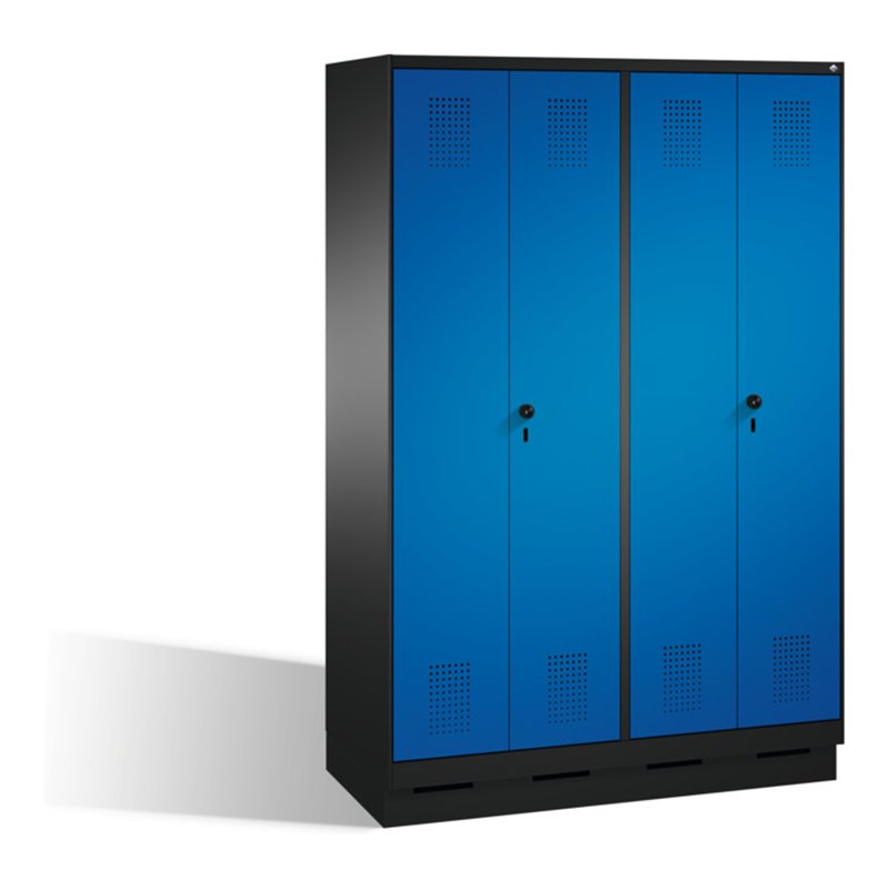 C+P Doppelspind Evolo auf Sockel 4 Abteile Front Enzianblau Korpus Schwarzgrau