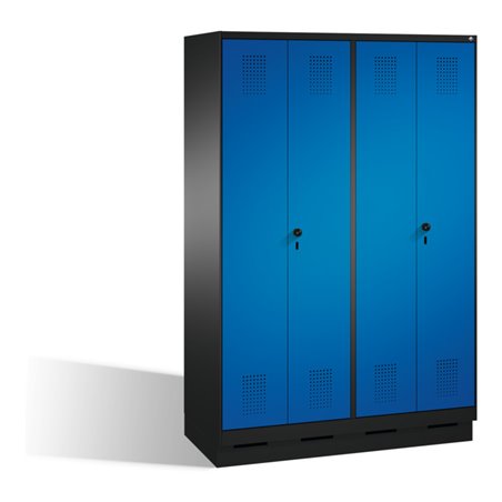 C+P Doppelspind Evolo auf Sockel 4 Abteile Front Enzianblau Korpus Schwarzgrau