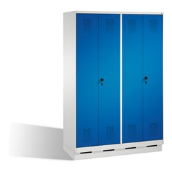 C+P Doppelspind Evolo auf Sockel 4 Abteile Front Enzianblau Korpus Lichtgrau