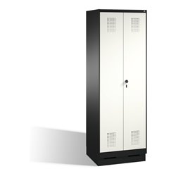 C+P Doppelspind Evolo auf Sockel 2 Abteile Front Reinweiß Korpus Schwarzgrau