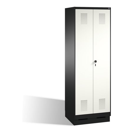 C+P Doppelspind Evolo auf Sockel 2 Abteile Front Reinweiß Korpus Schwarzgrau