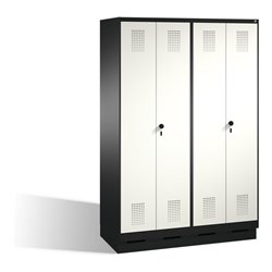 C+P Doppelspind Evolo auf Sockel 4 Abteile Front Reinweiß Korpus Schwarzgrau