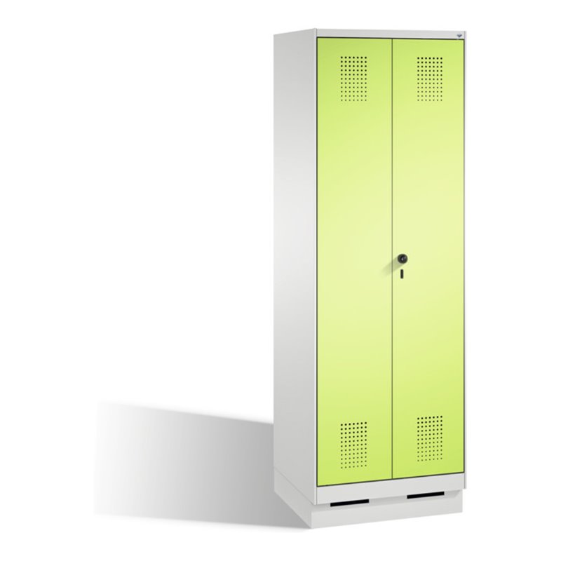 C+P Doppelspind Evolo auf Sockel 2 Abteile Front Viridingrün Korpus Lichtgrau