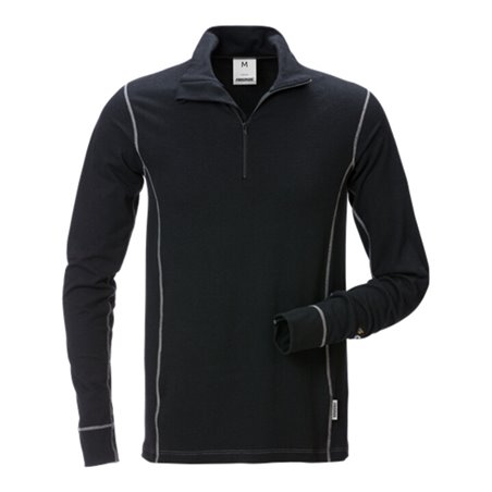 Fristads Flamestat Zipper-T-Shirt Langarm 7029 MOF Schwarz (Herren)